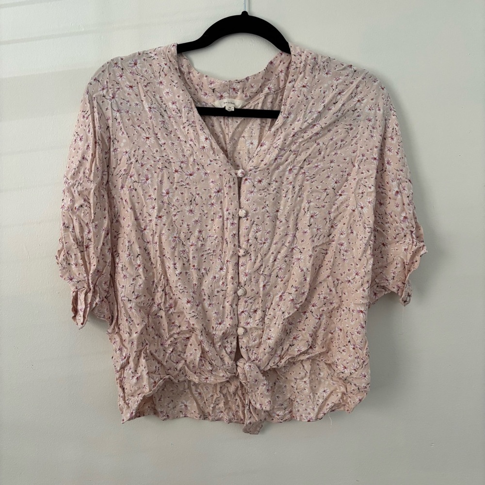 Floral Pink Button-Up Women's Top